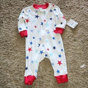 Way to celebrate White onesie with blue and red stars Size 3-6m